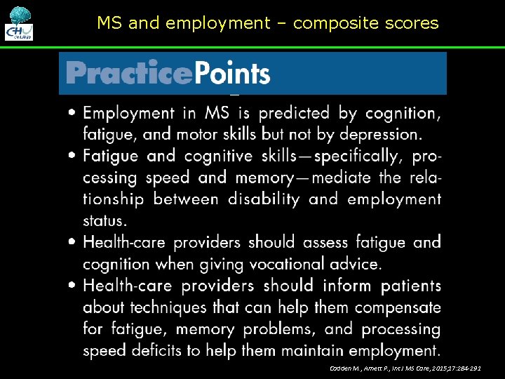 MS and employment – composite scores Cadden M. , Arnett P. , Int J MS and employment – composite scores Cadden M. , Arnett P. , Int J