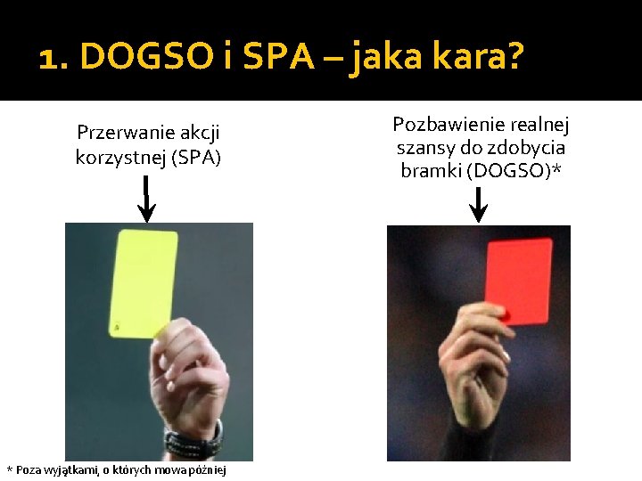 1. DOGSO i SPA – jaka kara? Przerwanie akcji korzystnej (SPA) * Poza wyjątkami,