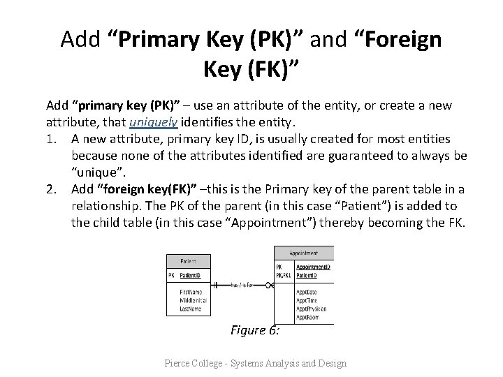 Add “Primary Key (PK)” and “Foreign Key (FK)” Add “primary key (PK)” – use