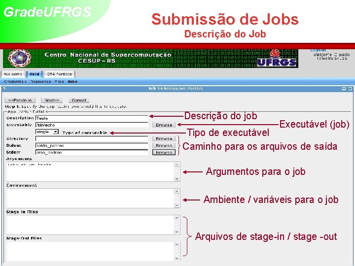 Grade. UFRGS Submissão de Jobs Descrição do Job Descrição do job Executável (job) Tipo