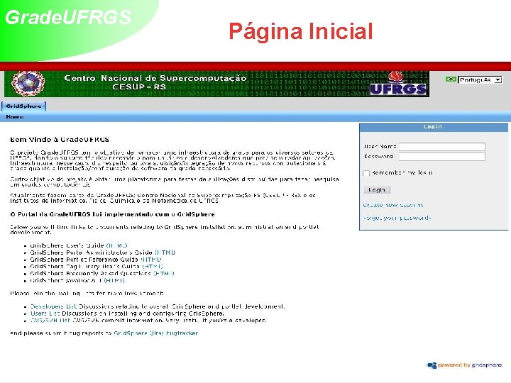 Grade. UFRGS Página Inicial 