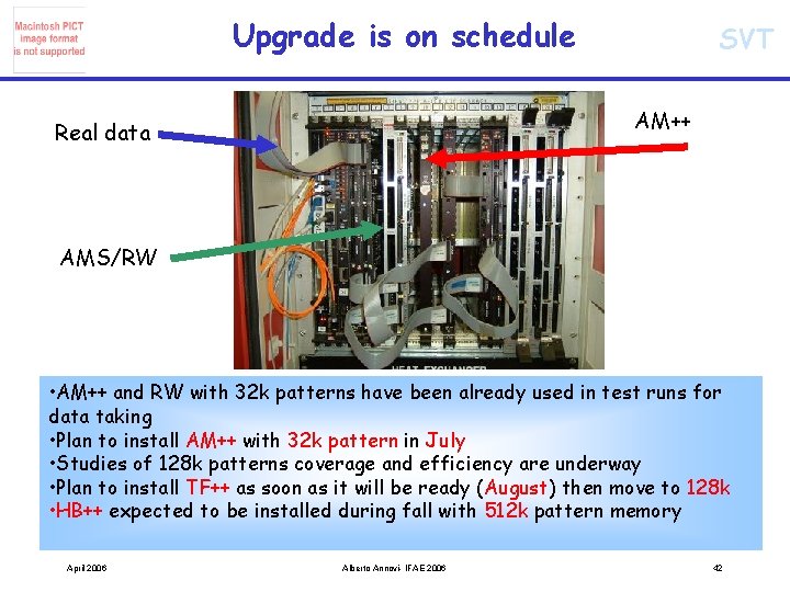 Upgrade is on schedule SVT AM++ Real data AMS/RW • AM++ and RW with