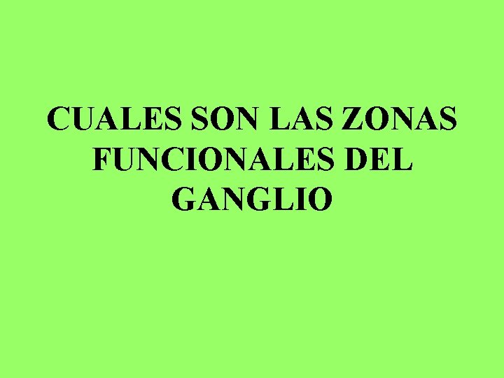 CUALES SON LAS ZONAS FUNCIONALES DEL GANGLIO 