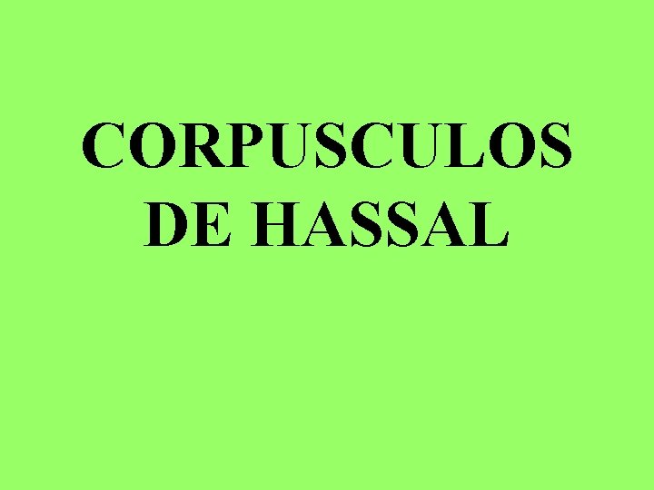 CORPUSCULOS DE HASSAL 