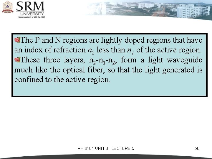 The P and N regions are lightly doped regions that have an index of