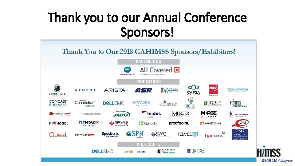 Thank you to our Annual Conference Sponsors! 