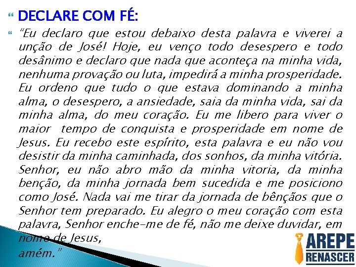 DECLARE COM FÉ: “Eu declaro que estou debaixo desta palavra e viverei a DECLARE COM FÉ: “Eu declaro que estou debaixo desta palavra e viverei a