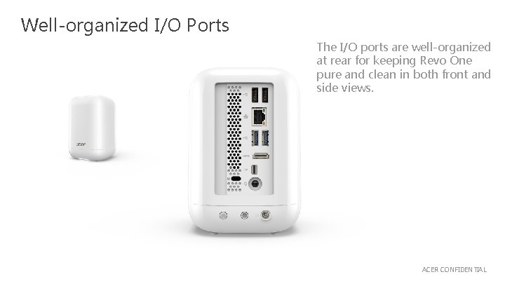 Well-organized I/O Ports The I/O ports are well-organized at rear for keeping Revo One