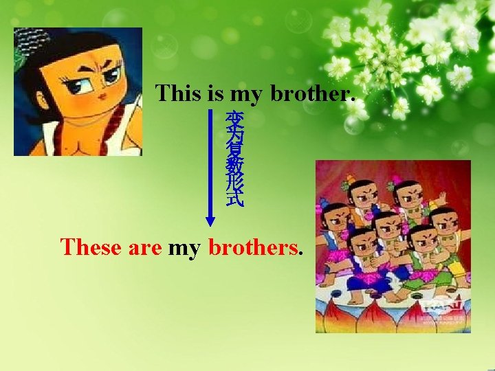 This is my brother. 变 为 复 数 形 式 These are my brothers.