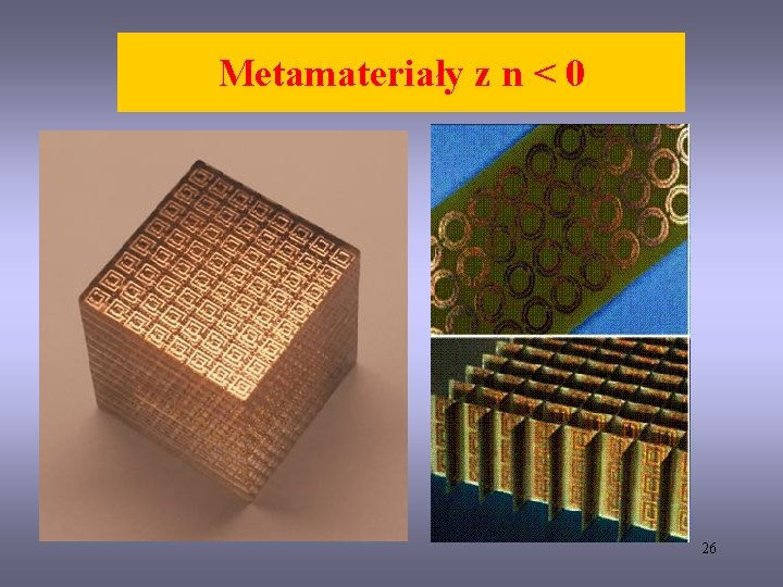 Metamateriały z n < 0 26 