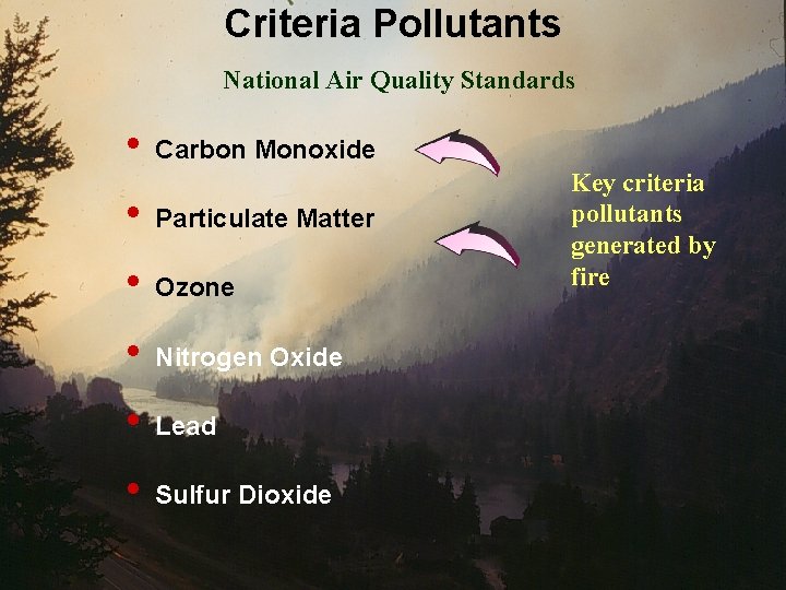 Criteria Pollutants National Air Quality Standards • Carbon Monoxide • Particulate Matter • Ozone