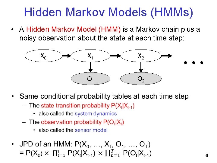 Hidden Markov Models (HMMs) • A Hidden Markov Model (HMM) is a Markov chain