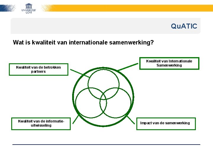 Qu. ATIC Wat is kwaliteit van internationale samenwerking? Kwaliteit van de betrokken partners Kwaliteit