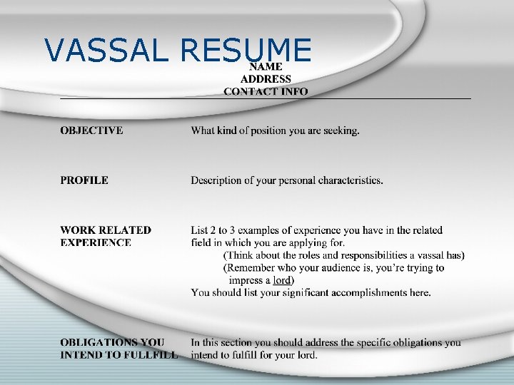 VASSAL RESUME 