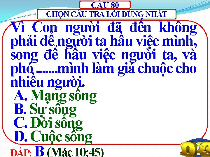 C U 80 CHỌN C U TRẢ LỜI ĐÚNG NHẤT Vì Con người đã