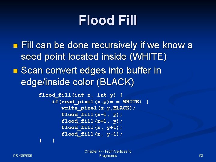 Flood Fill can be done recursively if we know a seed point located inside