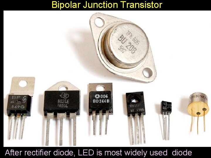 Bipolar Junction Transistor After rectifier diode, LED is most widely used diode 