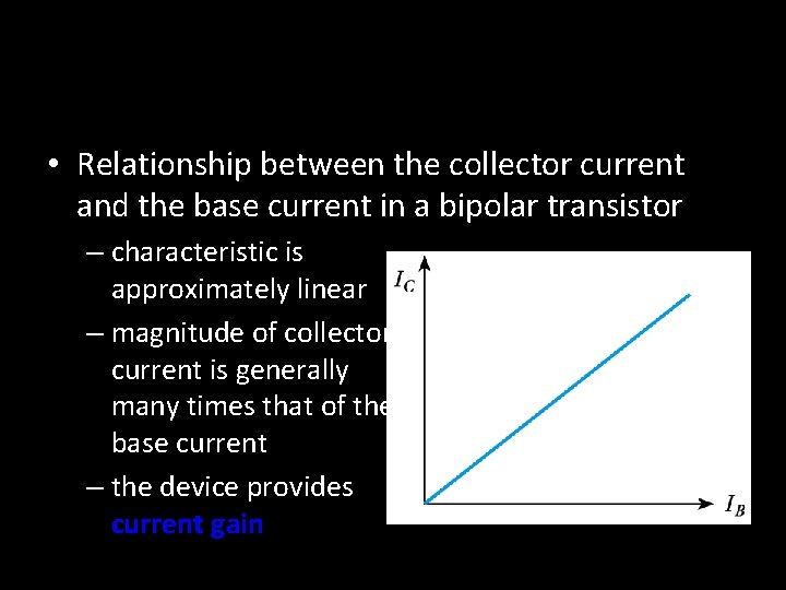  • Relationship between the collector current and the base current in a bipolar