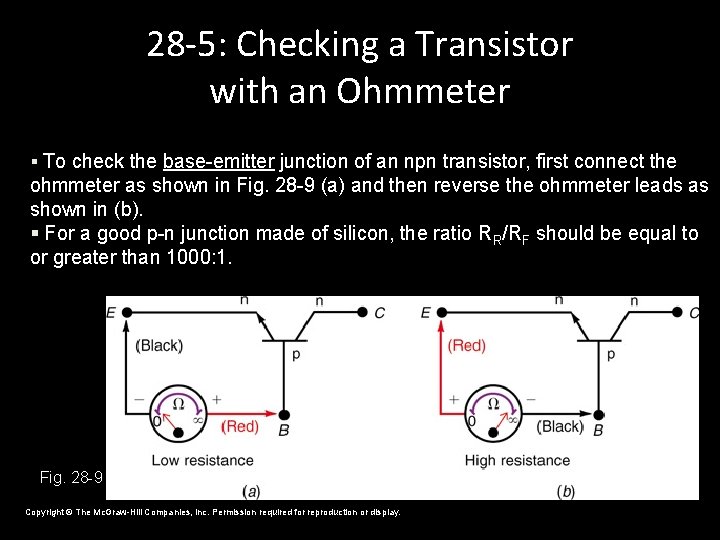 28 -5: Checking a Transistor with an Ohmmeter § To check the base-emitter junction