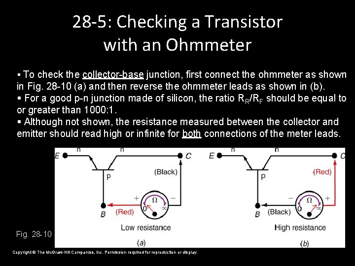 28 -5: Checking a Transistor with an Ohmmeter § To check the collector-base junction,