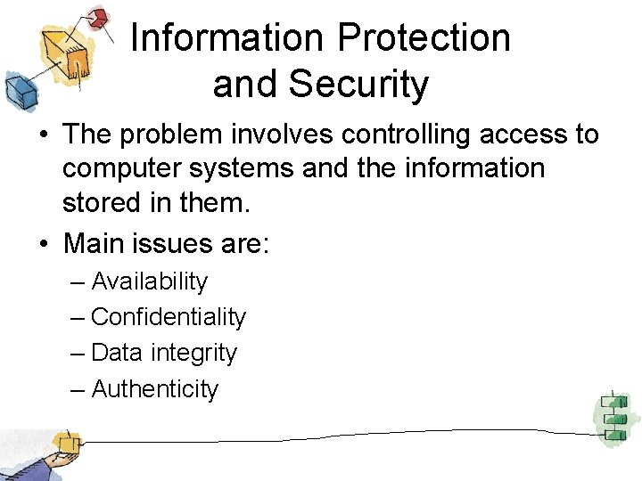 Information Protection and Security • The problem involves controlling access to computer systems and