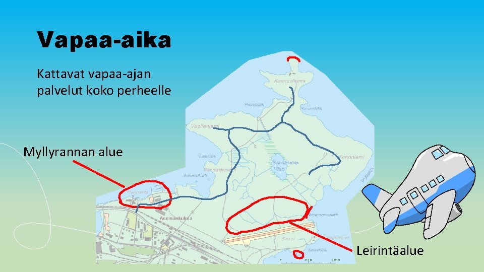 Vapaa-aika Kattavat vapaa-ajan palvelut koko perheelle Myllyrannan alue Leirintäalue 