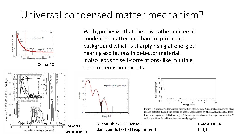 Universal condensed matter mechanism? Xenon 10 We hypothesize that there is rather universal condensed