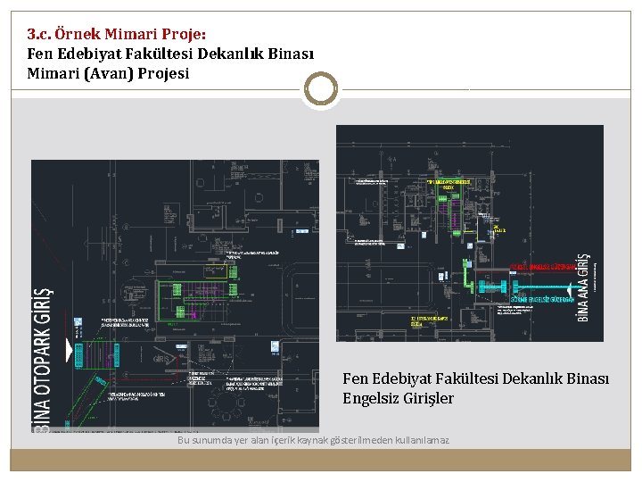 3. c. Örnek Mimari Proje: Fen Edebiyat Fakültesi Dekanlık Binası Mimari (Avan) Projesi Fen