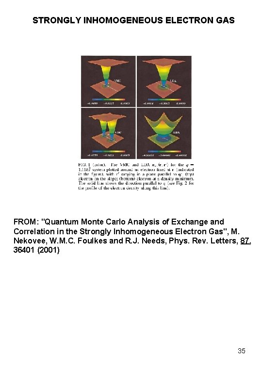 STRONGLY INHOMOGENEOUS ELECTRON GAS FROM: "Quantum Monte Carlo Analysis of Exchange and Correlation in