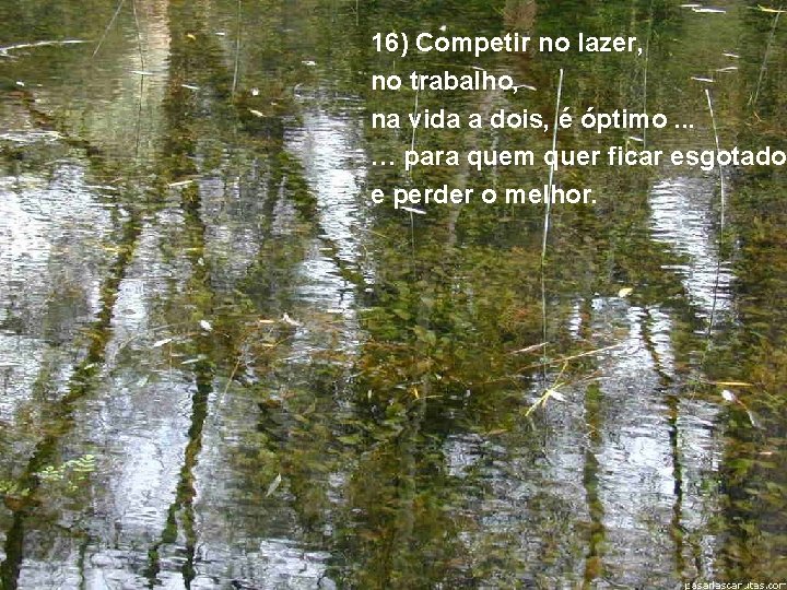 16) Competir no lazer, no trabalho, na vida a dois, é óptimo. . .