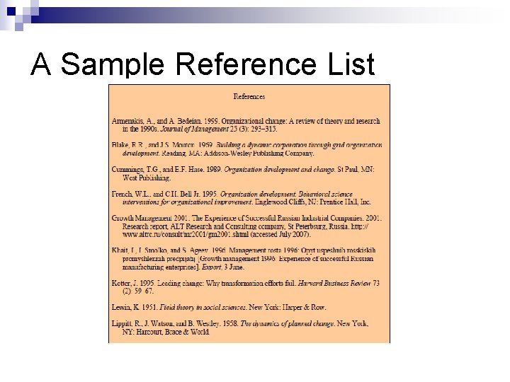 A Sample Reference List 