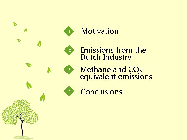 1 2 Motivation Emissions from the Dutch Industry 3 Methane and CO 2 equivalent