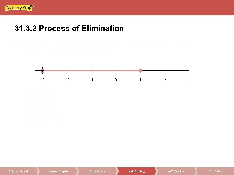 31. 3. 2 Process of Elimination − 3 Entrance Ticket − 2 Learning Targets 31. 3. 2 Process of Elimination − 3 Entrance Ticket − 2 Learning Targets