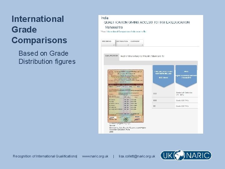 International Grade Comparisons Based on Grade Distribution figures Recognition of International Qualifications| www. naric.