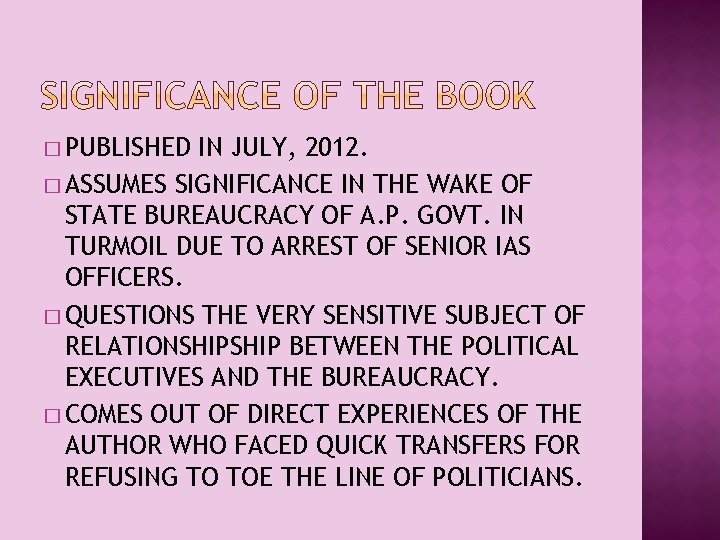 MOHAMMED ALI RAFATH TITLE BUREAUCRACY AND POLITICS AUTHOR