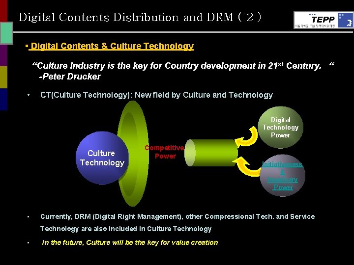 Digital Contents Distribution and DRM ( 2 ) § Digital Contents & Culture Technology