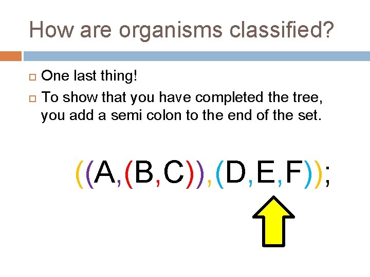 How are organisms classified? One last thing! To show that you have completed the