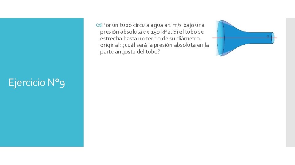  Por un tubo circula agua a 1 m/s bajo una presión absoluta de