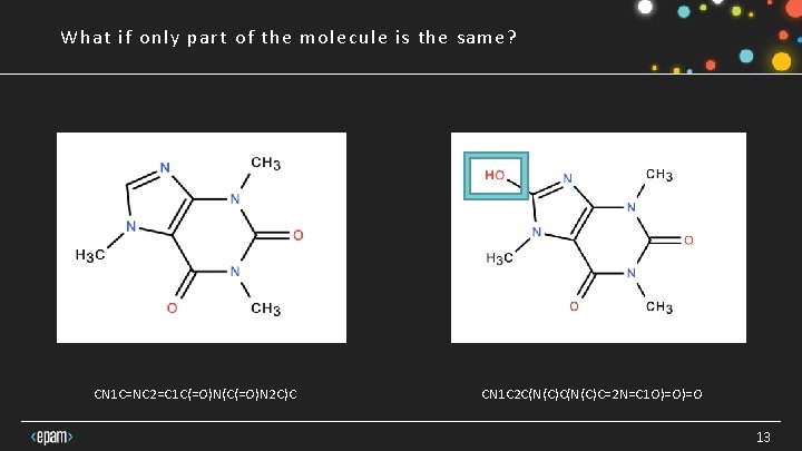 What if only part of the molecule is the same? CN 1 C=NC 2=C What if only part of the molecule is the same? CN 1 C=NC 2=C