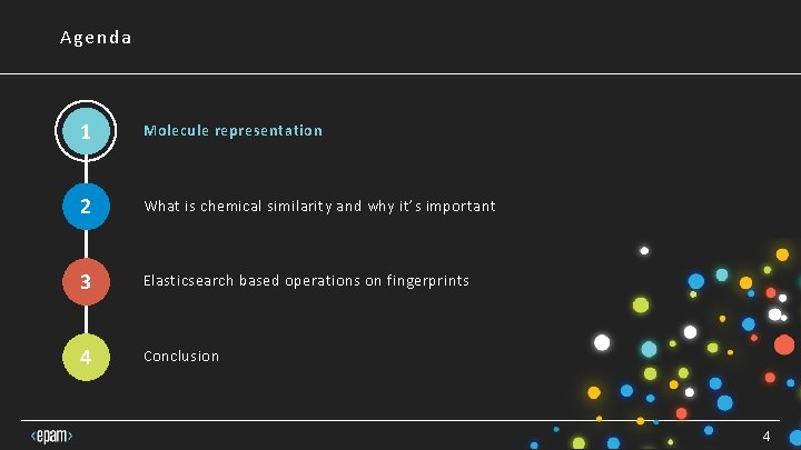 Agenda 1 Molecule representation 2 What is chemical similarity and why it’s important 3 Agenda 1 Molecule representation 2 What is chemical similarity and why it’s important 3