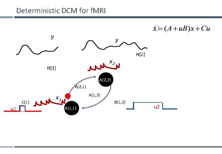 Deterministic DCM for f. MRI y y x 2 H{1} H{2} A(2, 2) A(2,