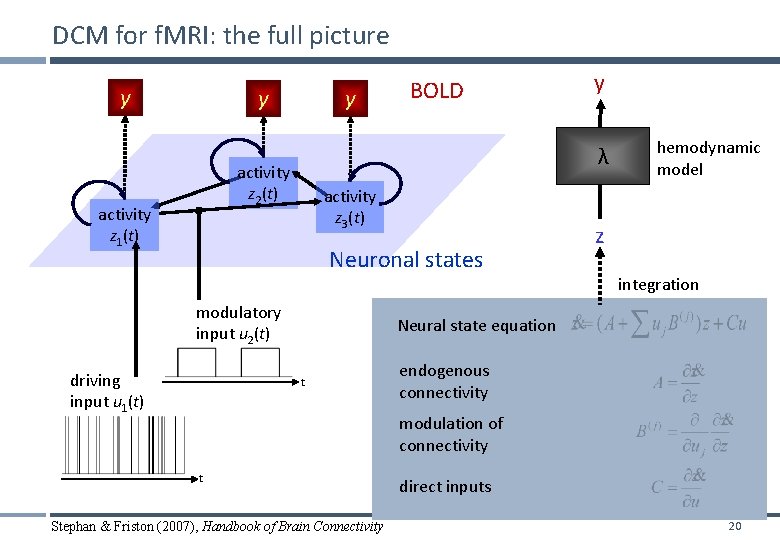 DCM for f. MRI: the full picture y y y activity z 3(t) Neuronal