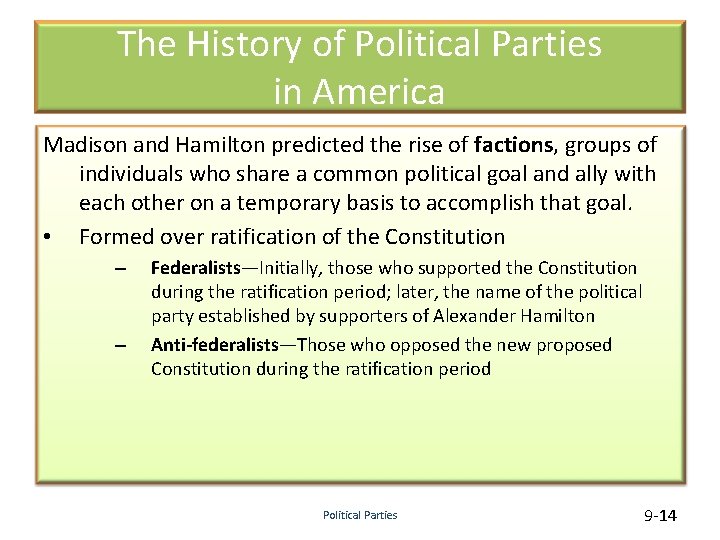 The History of Political Parties in America Madison and Hamilton predicted the rise of