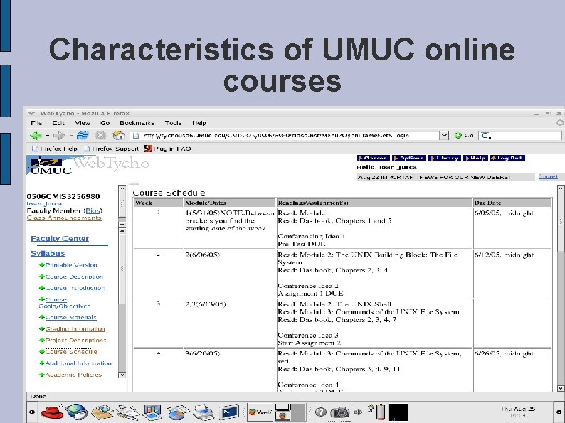 Characteristics of UMUC online courses 