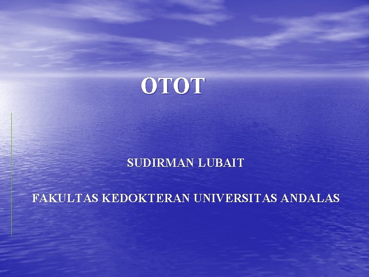 OTOT SUDIRMAN LUBAIT FAKULTAS KEDOKTERAN UNIVERSITAS ANDALAS 