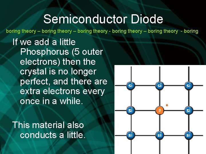 Semiconductor Diode boring theory – boring theory - boring If we add a little