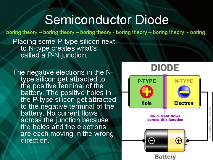 Semiconductor Diode boring theory – boring theory - boring Placing some P-type silicon next