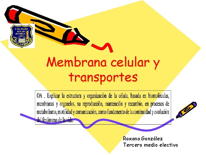 Membrana celular y transportes Roxana González Tercero medio electivo 