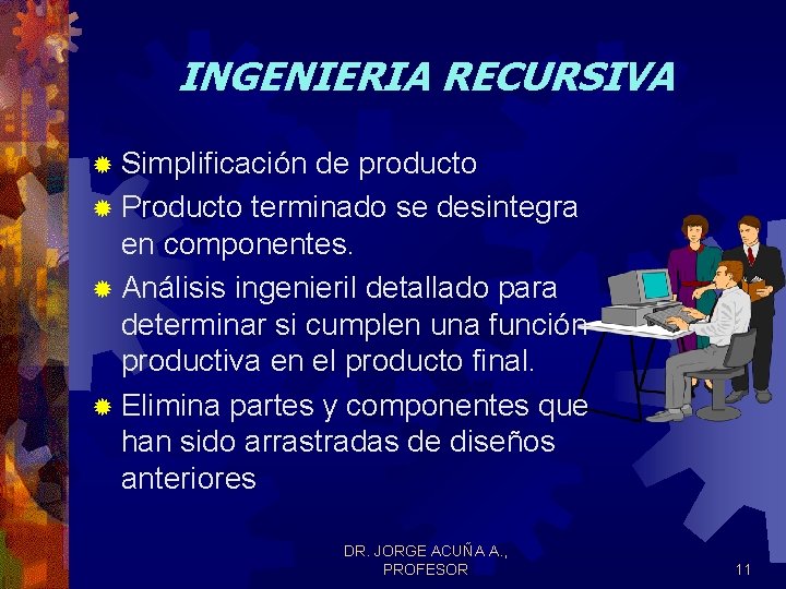 INGENIERIA RECURSIVA ® Simplificación de producto ® Producto terminado se desintegra en componentes. ® INGENIERIA RECURSIVA ® Simplificación de producto ® Producto terminado se desintegra en componentes. ®