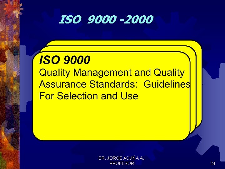 ISO 9000 -2000 DR. JORGE ACUÑA A. , PROFESOR 24 ISO 9000 -2000 DR. JORGE ACUÑA A. , PROFESOR 24